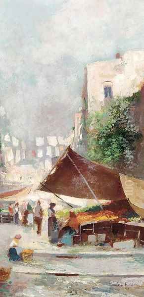 Market day, Naples Oil Painting by Oscar Ricciardi