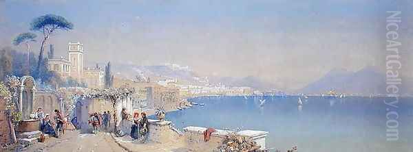 The Bay of Naples, 1861 Oil Painting by Thomas Charles Leeson Rowbotham