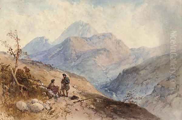 Ghillies on the hill Oil Painting by Thomas Charles Leeson Rowbotham