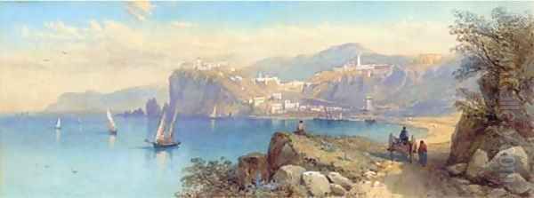 On the Amalfi coast Oil Painting by Thomas Charles Leeson Rowbotham