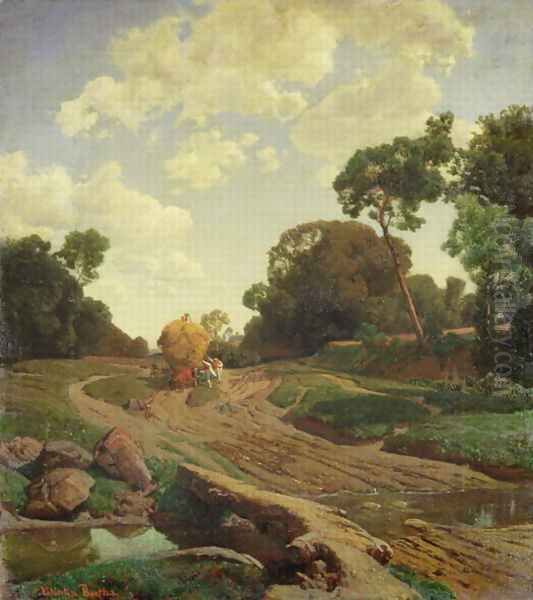 Landscape with Haywagon, c.1858 Oil Painting by Valentin Ruths