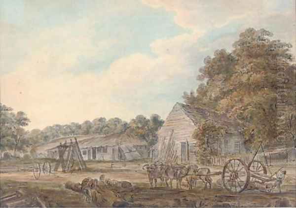 The timber yard Oil Painting by John Inigo Richards