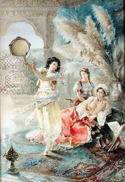 The Tambourine Oil Painting by E. Raggi