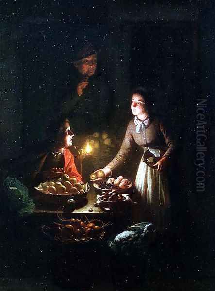 The Fruit Seller Oil Painting by Johannes Rosiere