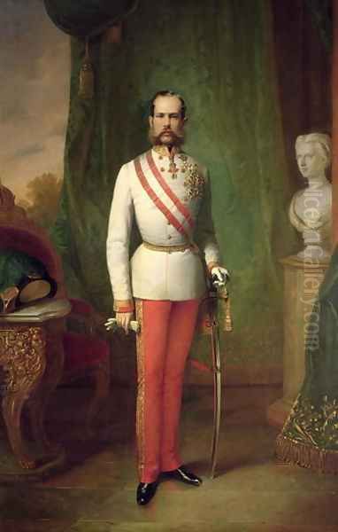 Franz Joseph I, Emperor of Austria and King of Hungary 1830-1916 Oil Painting by Franz Russ