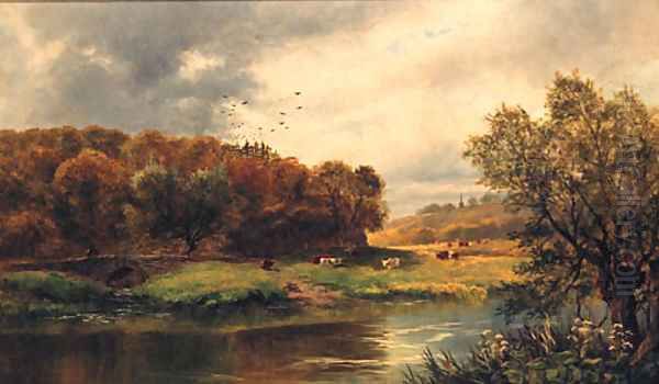 On the Derbyshire Wye, near Haddon Hall Oil Painting by William Reed