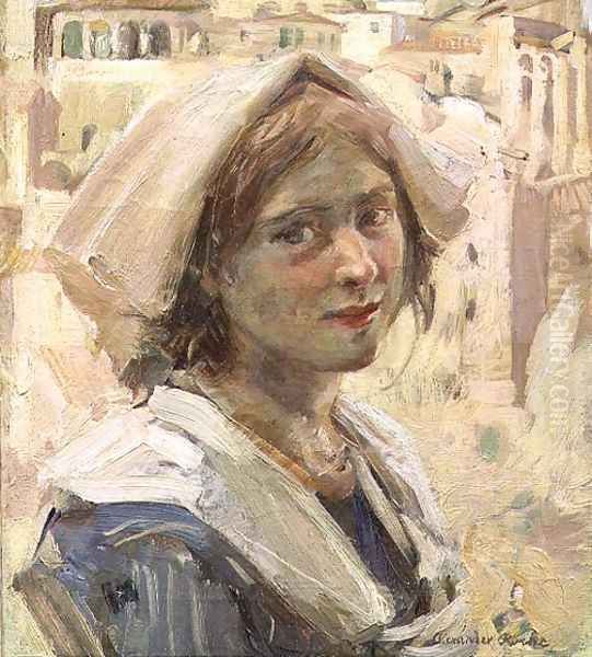 Italian Peasant Girl Oil Painting by Alexander Ignatius Roche