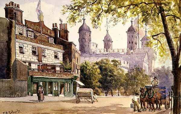 The Old George and the Tower of London Oil Painting by E.A. Roberts