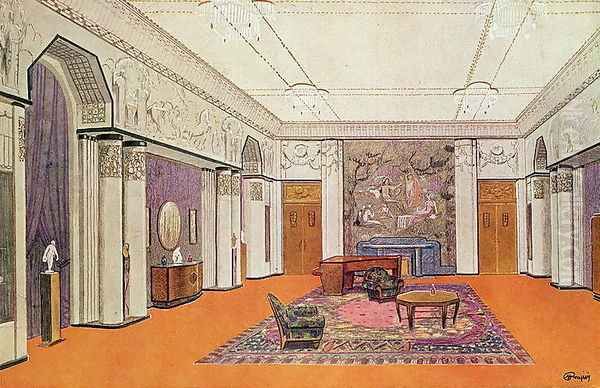 Salon for an Ambassador, project for the Exposition des Arts Decoratifs in 1925, designed by the artist Oil Painting by Henri Rapin