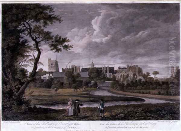 A View of the Archbishop of Canterburys Palace at Lambeth, in the County of Surrey, engraved by Wilson Lowry, pub. 1781 Oil Painting by George Robertson