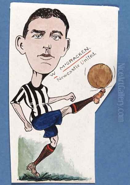 Billy McCracken, Newcastle United, drawing for a set of cigarette cards, 1907 Oil Painting by Rip