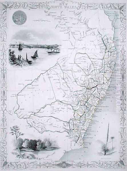 New South Wales, from a Series of World Maps published by John Tallis and Co., London and New York, 1850s Oil Painting by John Rapkin