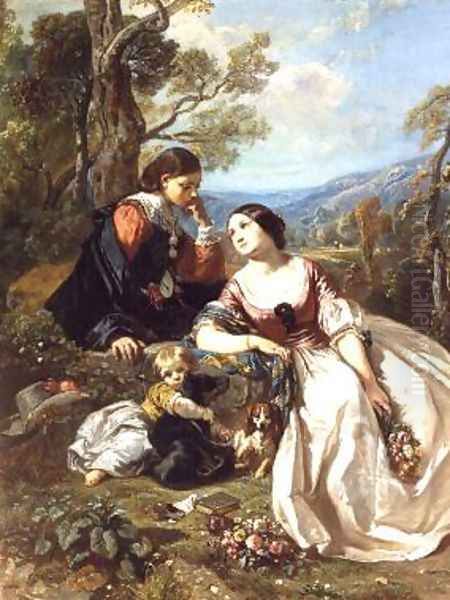 A Sentimental Conversation, 1843 Oil Painting by Camille-Joseph-Etienne Roqueplan