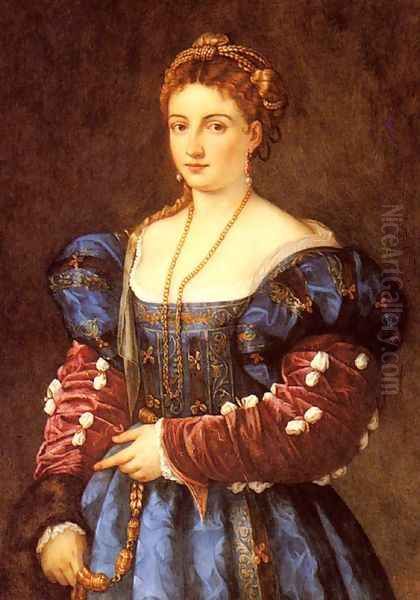 A Portrait Of A Lady In Italian Costume Oil Painting by Emilie Rouillon