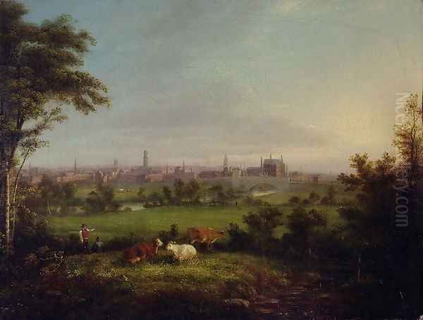 Leeds from the Meadows, c.1825 Oil Painting by Joseph Rhodes