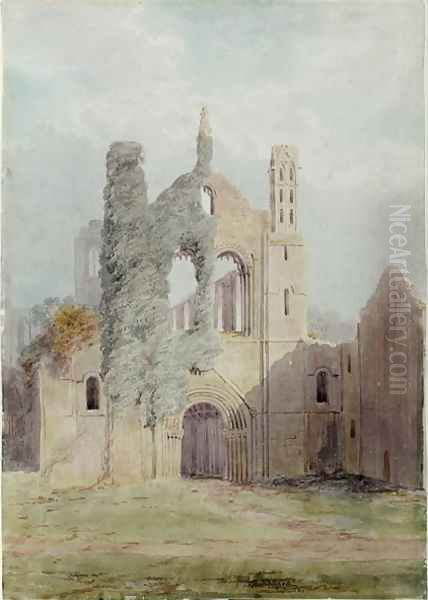 Kirkstall Abbey from the West Front Oil Painting by Joseph Rhodes