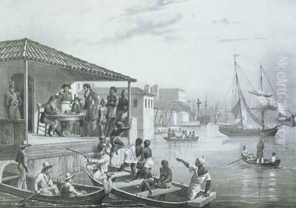 Disembarkation, engraved by Deroi and Leon Jean Baptiste Sabatier fl.1827-87 pub. by Engelmann, c.1835 Oil Painting by Johann Moritz Rugendas