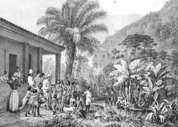 Indians on a Plantation, engraved by Victor Adam 1801-66 c.1835 Oil Painting by Johann Moritz Rugendas