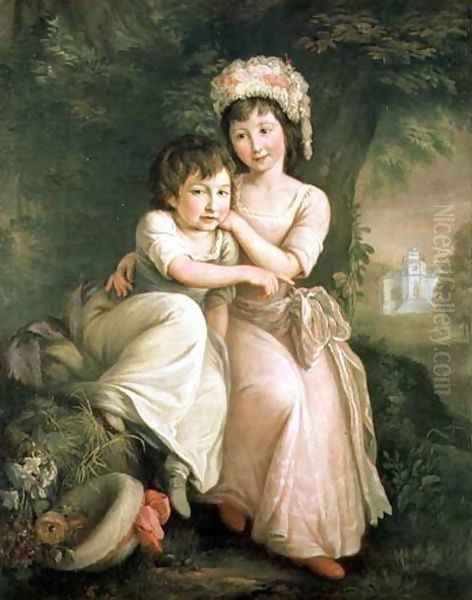 Portrait of Stephen Peter and Mary Anne Rigaud as Children 2 Oil Painting by John Francis Rigaud