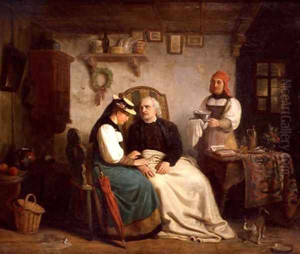 The Elderly Invalid Oil Painting by Heinrich von Rustige