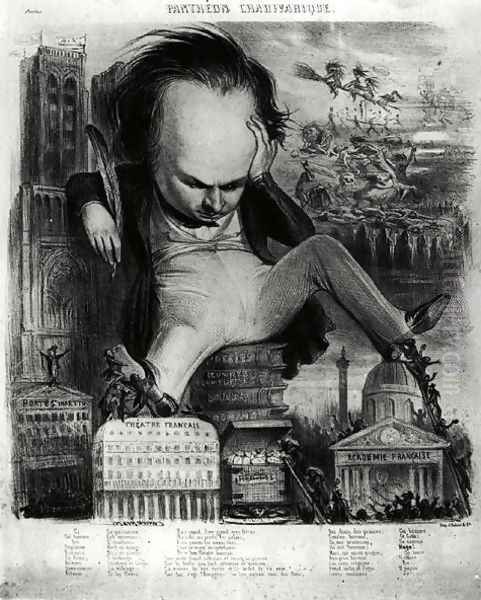 Caricature of Victor Hugo 1802-85 from Le Pantheon Charivarique, 19th century Oil Painting by Benjamin Roubaud