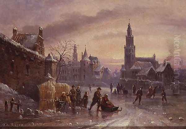 Snow Scene Oil Painting by Felice A. Rezia