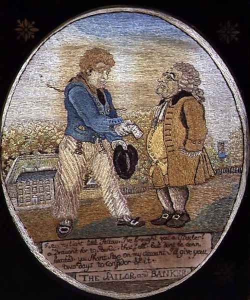 The Sailor and Banker, after a caricature pub. 1799 Oil Painting by Rowlandson,T.& Woodward,G.M.