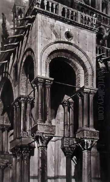 St. Marks, Southern Portico, from Examples of the Architecture of Venice, by John Ruskin, aquatint by Lupton, 1851 Oil Painting by John Ruskin