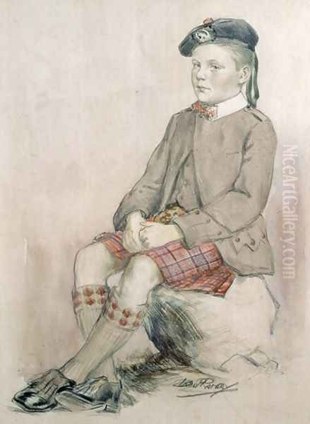 Prince of Wales, later Edward VIII, aged 8, wearing Royal Stuart Tartan, 1902 Oil Painting by David Ramsay