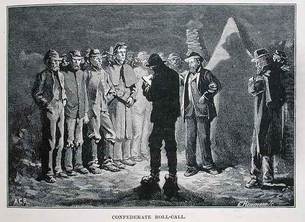 Confederate Roll-call, engraved by Ernst Heinemann 1848-1912, illustration from Battles and Leaders of the Civil War, edited by Robert Underwood Johnson and Clarence Clough Buel Oil Painting by Redwood, Allen Carter