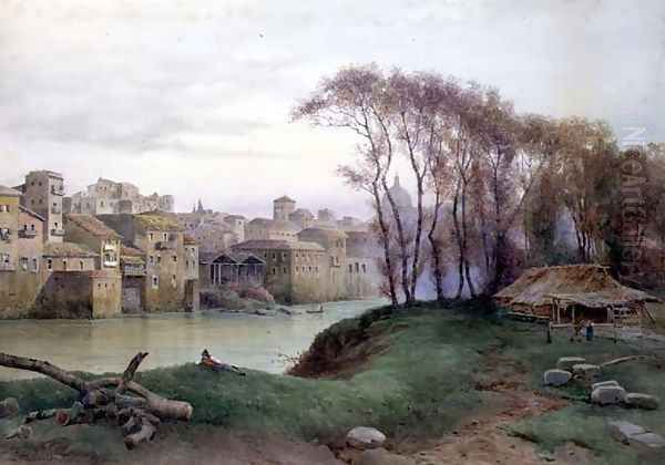 View of the Prati di Castello, Rome Oil Painting by Ettore Roesler Franz