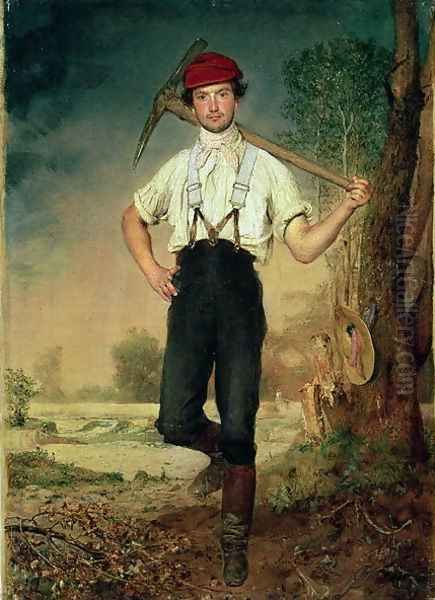 Worker, 1848 Oil Painting by Johann Baptist Reiter