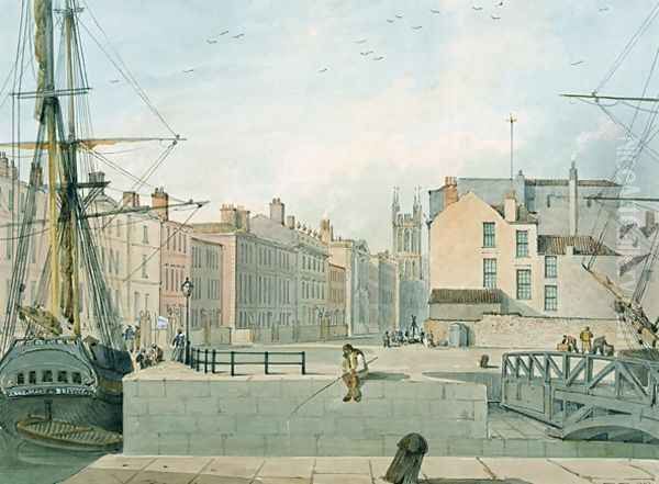 View of Prince Street, Bristol, 1826 Oil Painting by Thomas Leeson the Elder Rowbotham