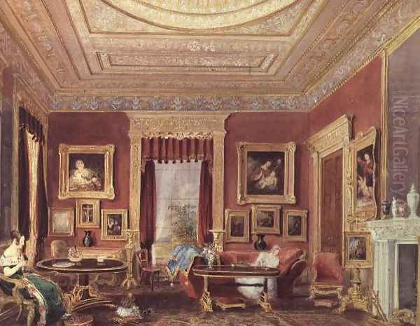 The Drawing Room, Leigh Court, Bristol, c.1840 Oil Painting by Thomas Leeson the Elder Rowbotham