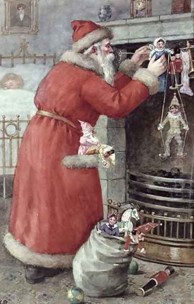 Father Christmas Oil Painting by Karl Roger