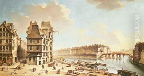 The Ile Saint-Louis from the Place de Greve, c.1757 Oil Painting by Nicolas Raguenet