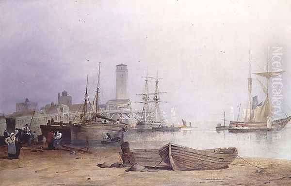 Low Lights, North Shields Oil Painting by Thomas Miles Richardson