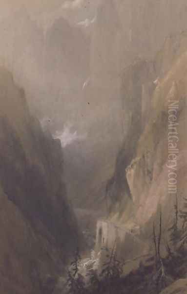 The Devils Bridge, St. Gothard Oil Painting by Thomas Miles Richardson