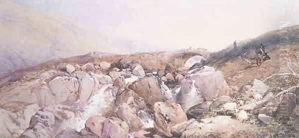 A Rest by a Highland Burn, 1856 Oil Painting by Thomas Miles Richardson