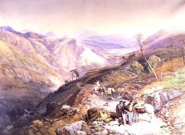 Glenshee from the Devils Elbow, Aberdeenshire, looking towards the Spital, 1853 Oil Painting by Thomas Miles Richardson