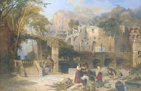 At Amalfi, Gulf of Salerno Oil Painting by Thomas Miles Richardson