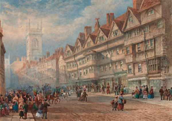 Old houses of Staple Inn, Holborn Oil Painting by Thomas Miles Richardson