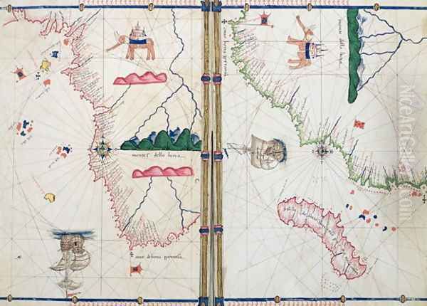 Ms Ital 550.0.3.15 fol.4v-5r Map of Africa and the Cape of Good Hope, from the Carte Geografiche Oil Painting by Jacopo Russo