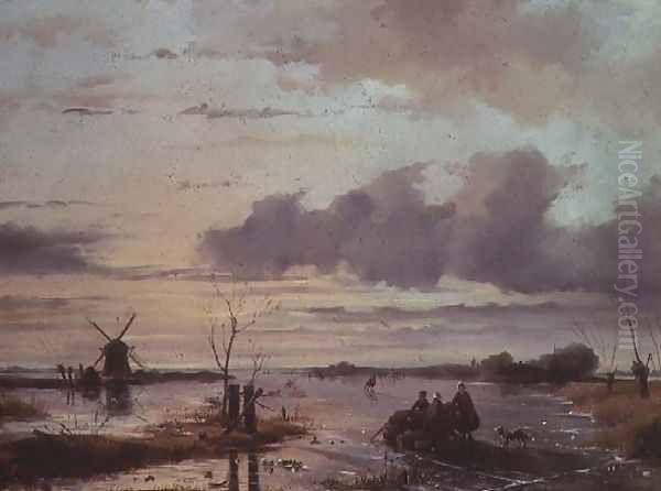 Late Winter in Holland Oil Painting by Nicholas Jan Roosenboom