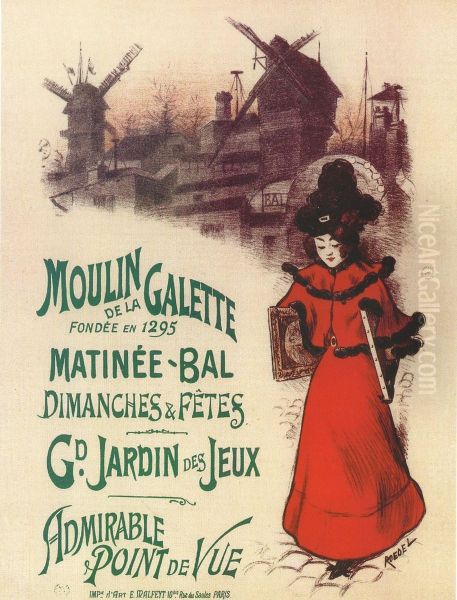 Poster advertising the Moulin de la Galette, 1896 Oil Painting by Roedel