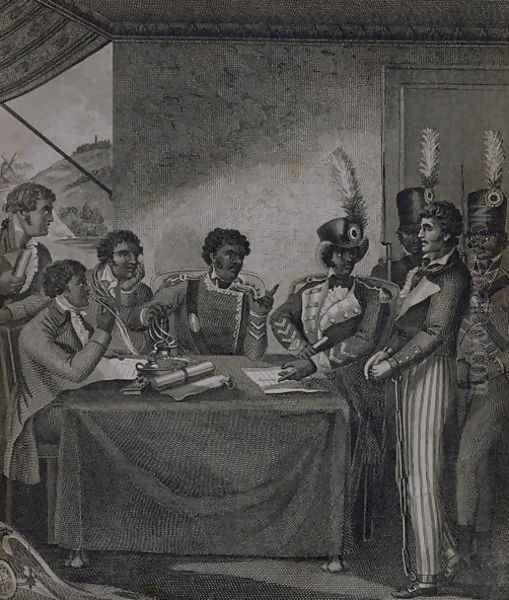 General Christophe at the Court Martial which Sentenced the Author to Death, from An Historical Account of the Black Empire of Hayti written by the artist, engraved by J. Barlow, published 1805 Oil Painting by Marcus Rainsford