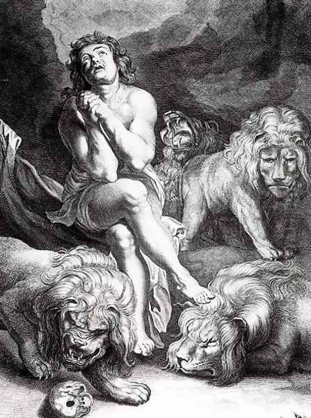 Daniel in the Lions Den, engraved by Abraham Blooteling 1640-90 Oil Painting by Peter Paul Rubens