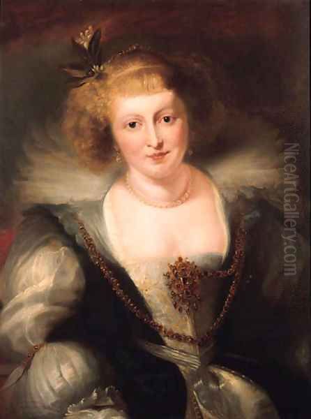 Portrait of Helena Fourment in a richly ornate dress Oil Painting by Peter Paul Rubens