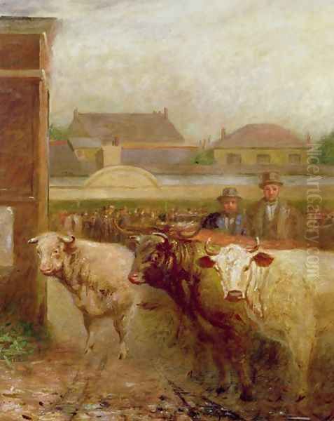 Drover Road, Croydon, Market Day, 1903 Oil Painting by John Burell Read