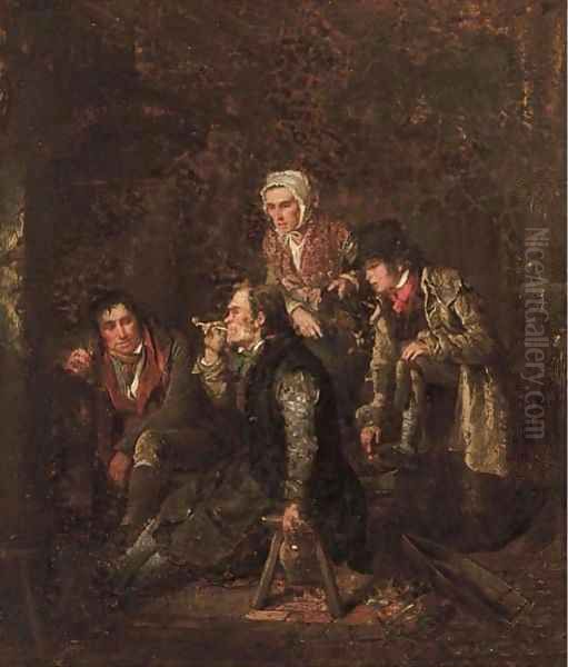 A fireside tale Oil Painting by Edward Villiers Rippingille